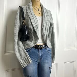 Vintage MUDD Grey knit long sleeve open cardigan Cozycore Festive Preppychic
